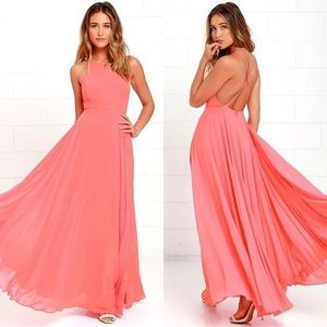 Lulu’s Pleated Halterneck Maxi graduation wedding occasion dress